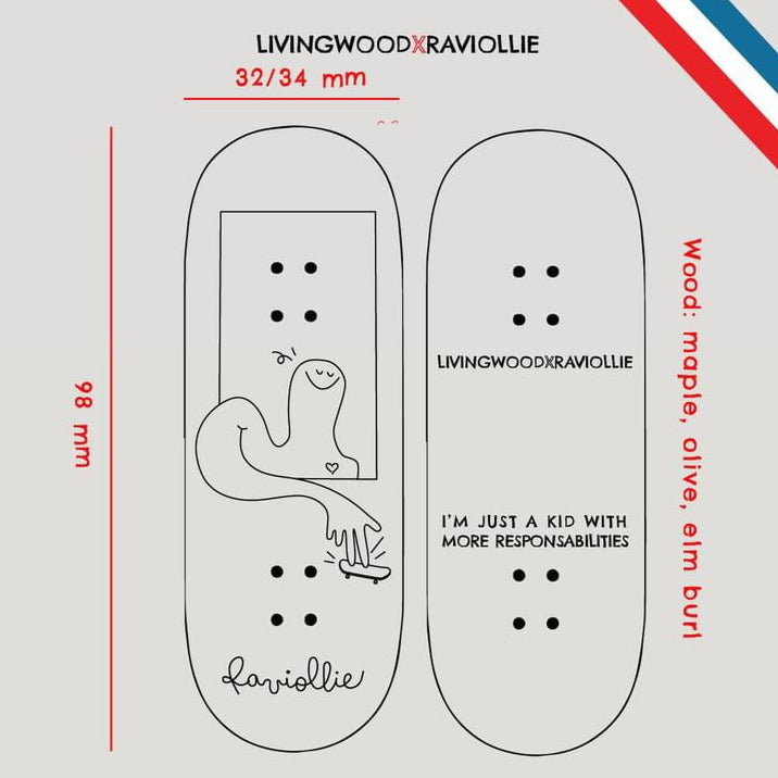 Livingwood x Raviollie - 핑거보드 "Bliss" 데크