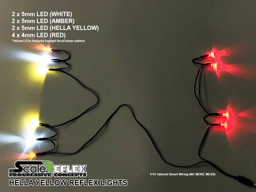 Hella Yellow Reflex Lights LED Light Kit For 1/10 RC Car - 10 LED Kit - LIPO or Receiver